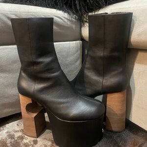 SOLD Syro Black Leather Platform Heel Boots